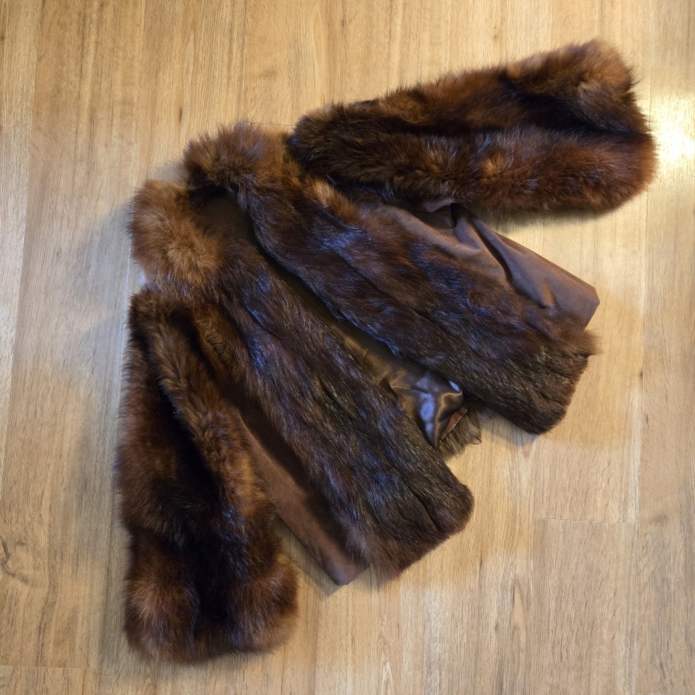 Genuine Fox Fur and Faux Suede Jacket